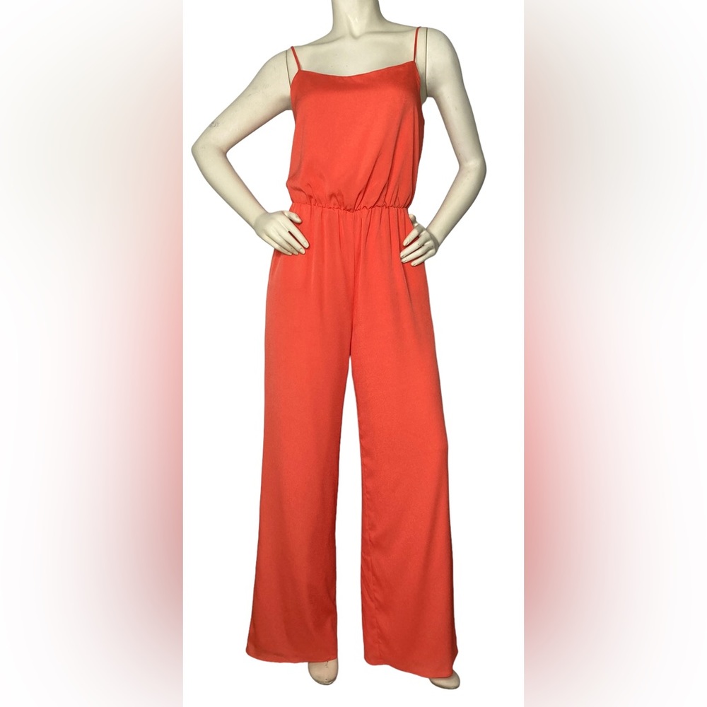 GIANNI BINI Tangerine Orange “Crush On You” Spaghetti Strap Jumpsuit, S